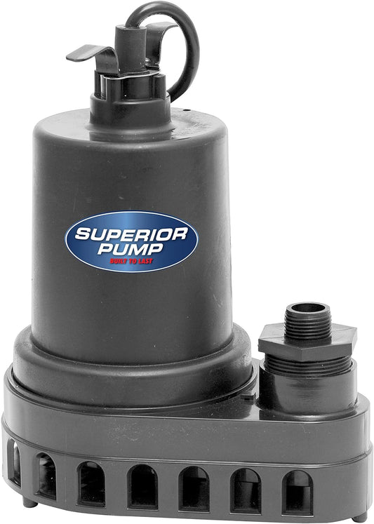 Thermoplastic Submersible Utility Pump with 10-Foot Cord, 1/2 HP